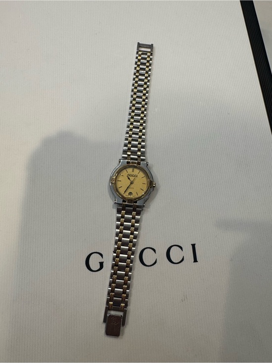 Gucci Accessories - Authentic Gucci Two-Tone Silver and Gold Round Dial Bracelet Watch